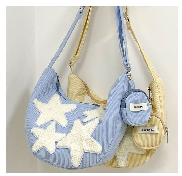 Applique Designs) With Pouch Coin Zipper Corduroy Crossbody (Various Purse Star