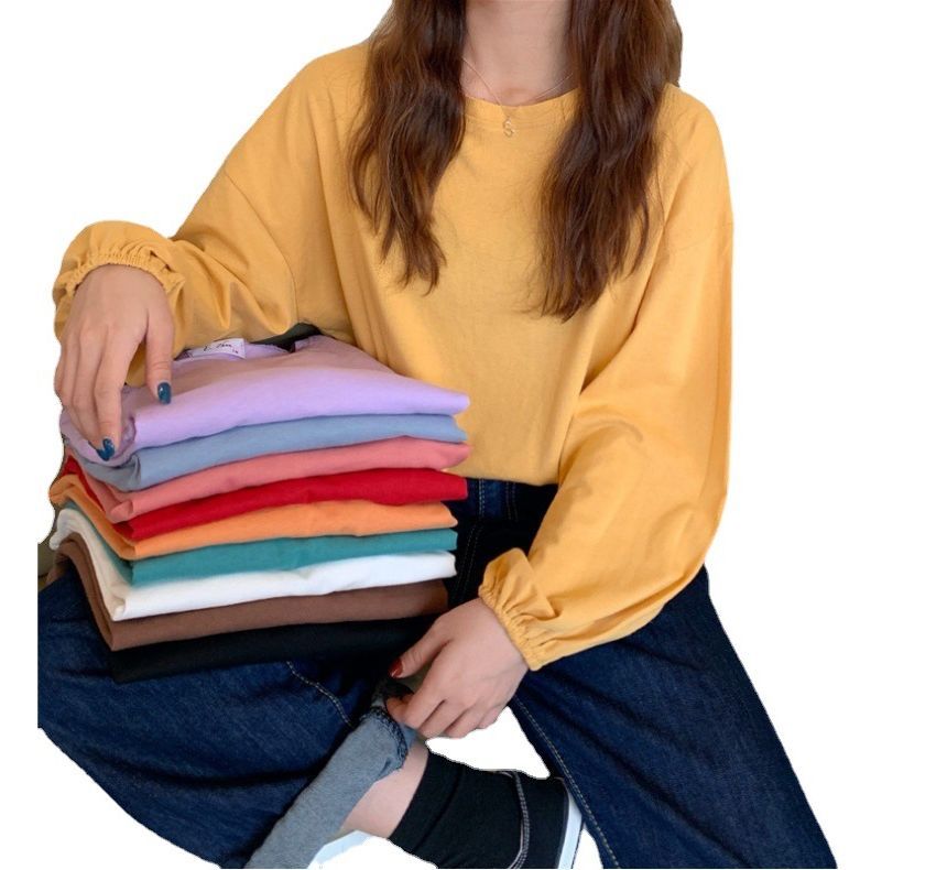 Round Plain Sleeve Neck T-Shirt Balloon