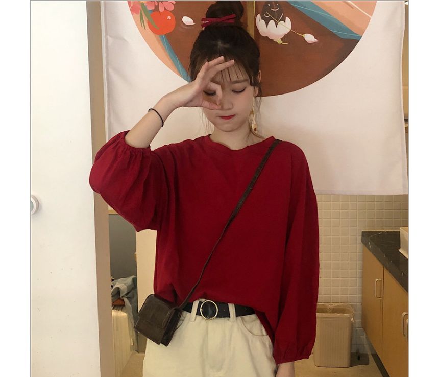 Round Plain Sleeve Neck T-Shirt Balloon