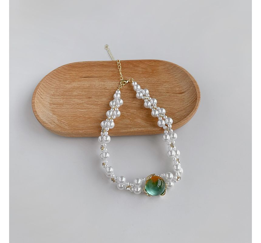 Faux Pearl Alloy Choker Gemstone