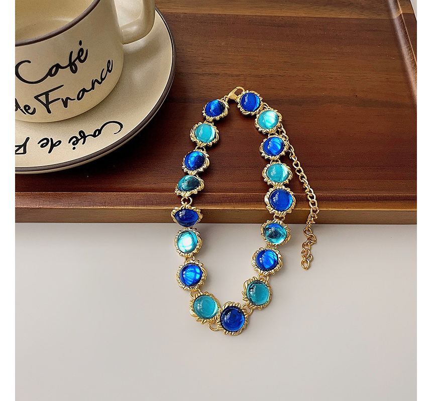 Choker Alloy Faux Gemstone
