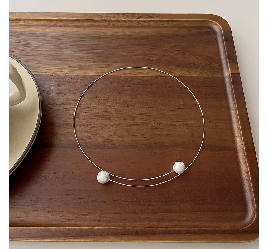 Alloy Choker Open Pearl Faux