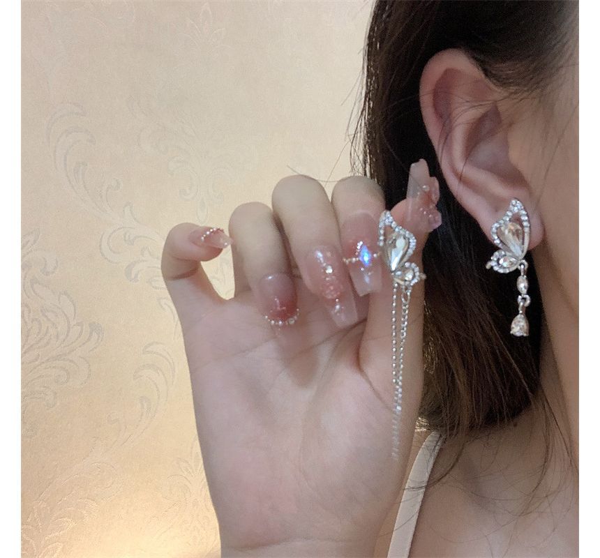 Dangle Asymmetrical Earring Alloy Butterfly