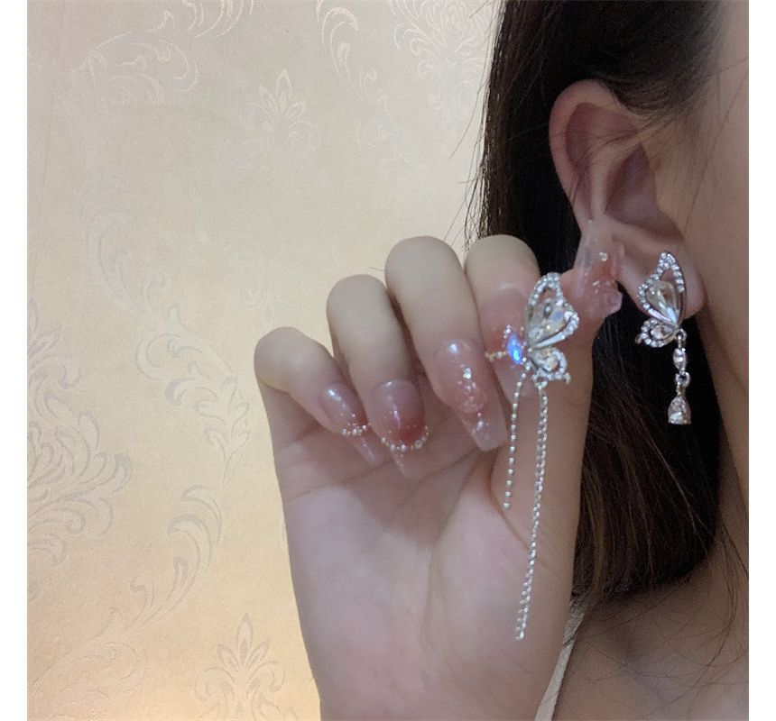 Dangle Asymmetrical Earring Alloy Butterfly