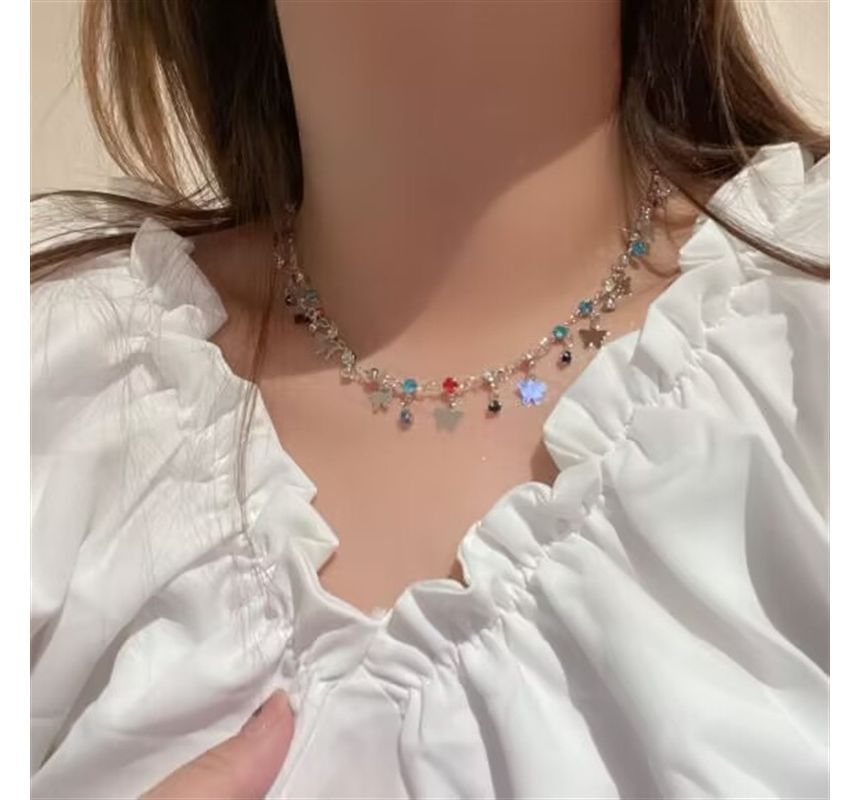 Choker Alloy Rhinestone Butterfly