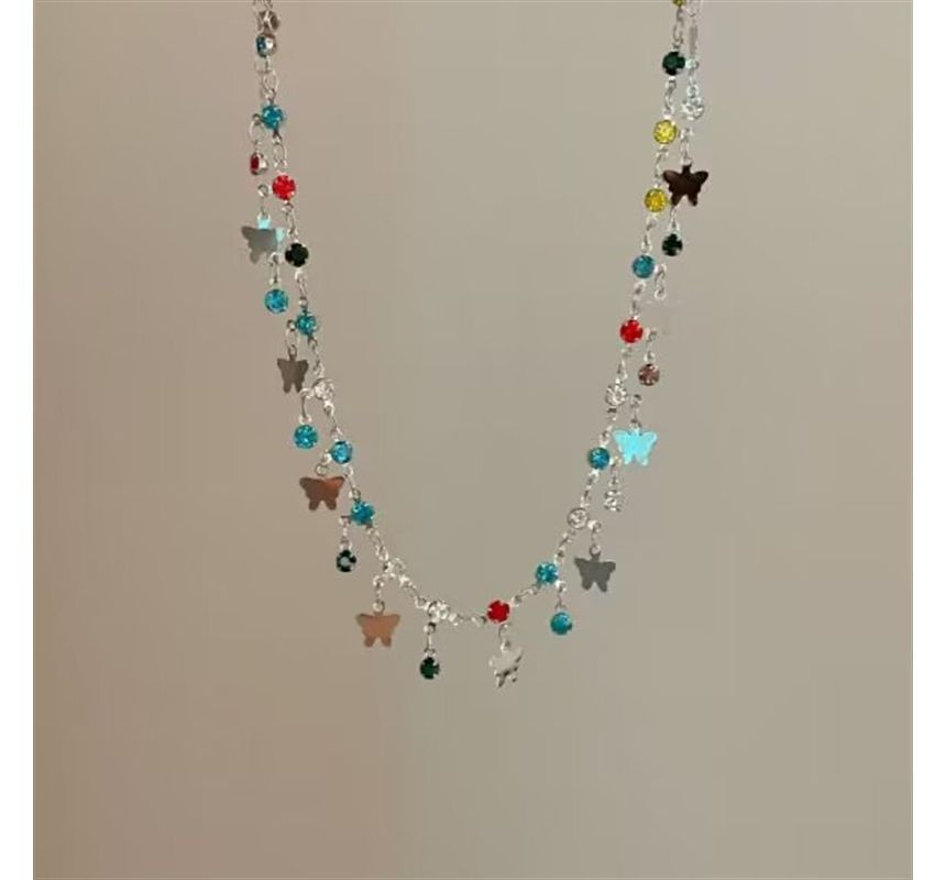 Choker Alloy Rhinestone Butterfly