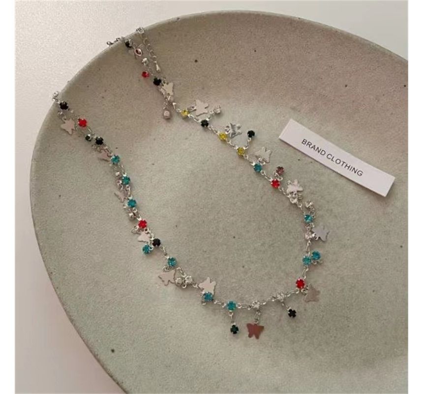 Choker Alloy Rhinestone Butterfly