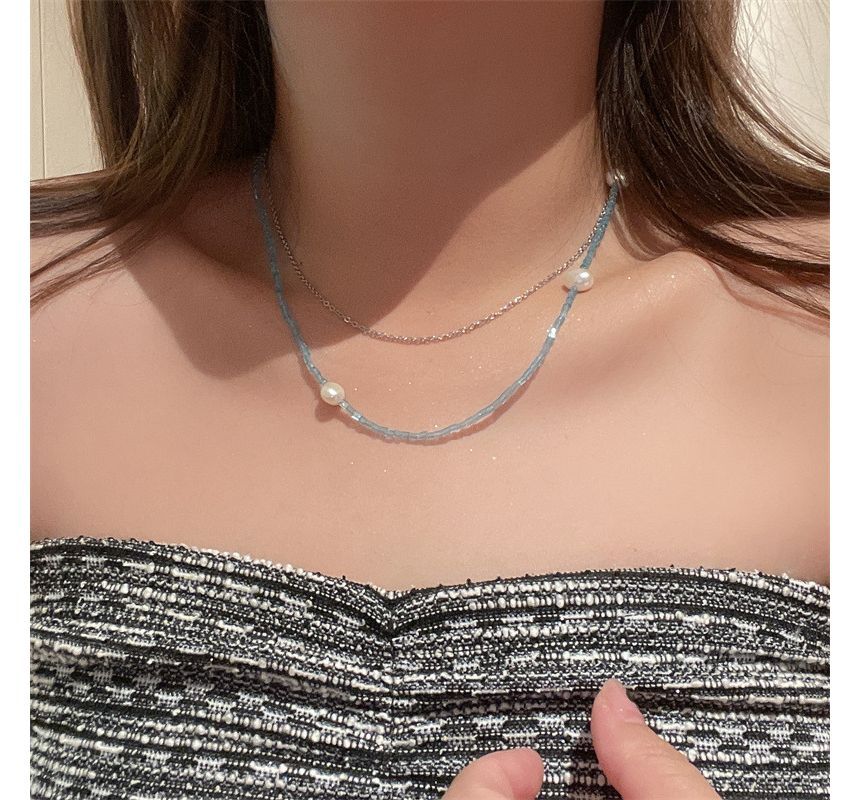 Choker Alloy Layered Pearl Faux