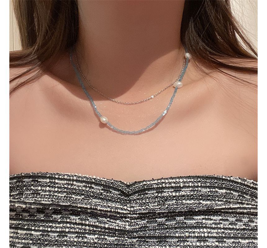 Choker Alloy Layered Pearl Faux