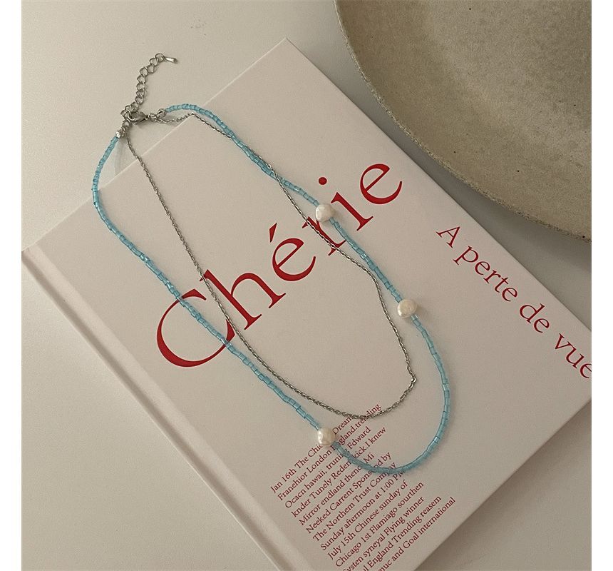 Choker Alloy Layered Pearl Faux