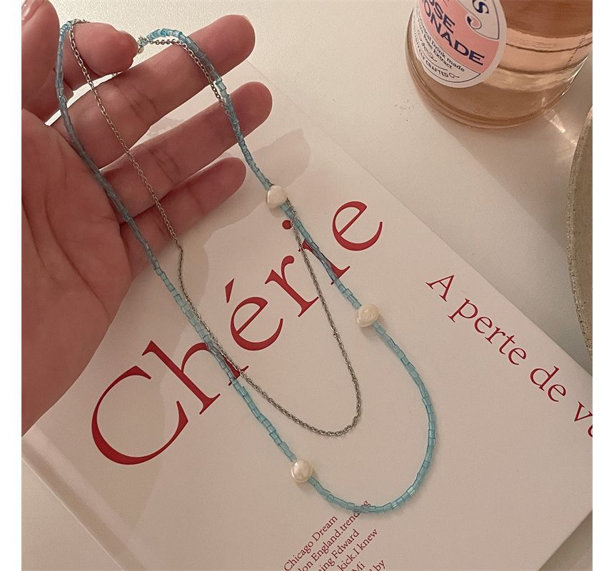 Choker Alloy Layered Pearl Faux