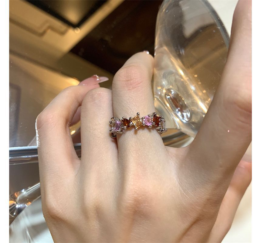 Rhinestone Open Ring Alloy