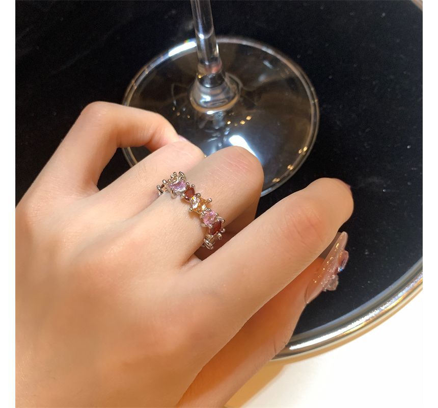Rhinestone Open Ring Alloy