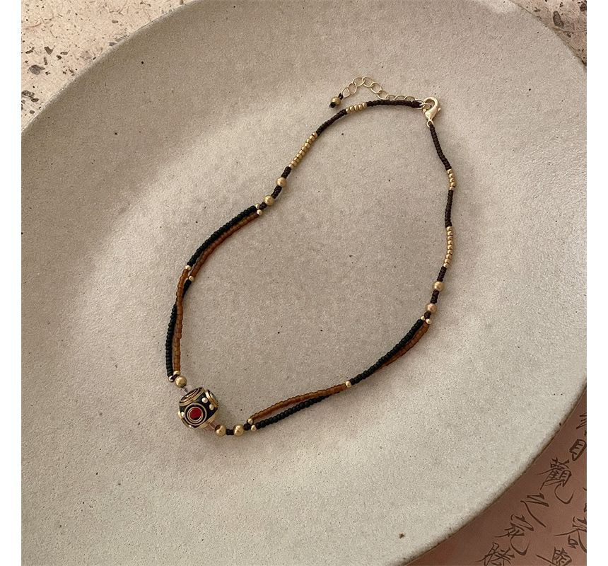 Cord Bead Pendant Bracelet / Choker