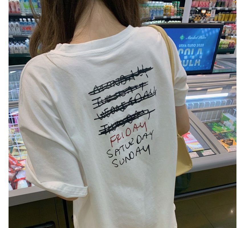 Smiley Tee Crew Print Short-Sleeve Face Tunic Neck