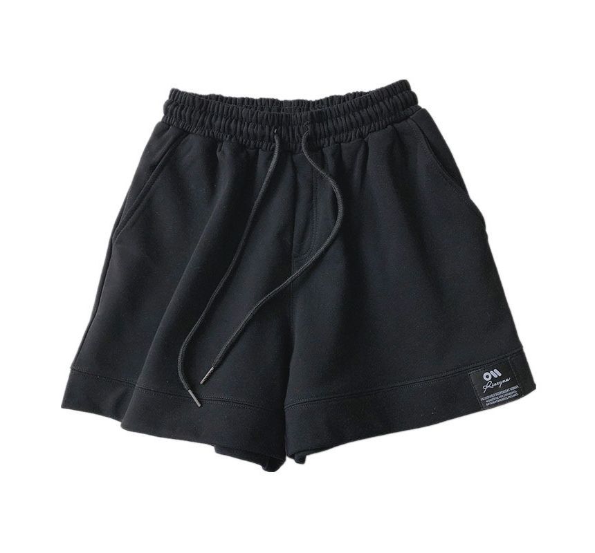 Plain Shorts Waist High Applique Label