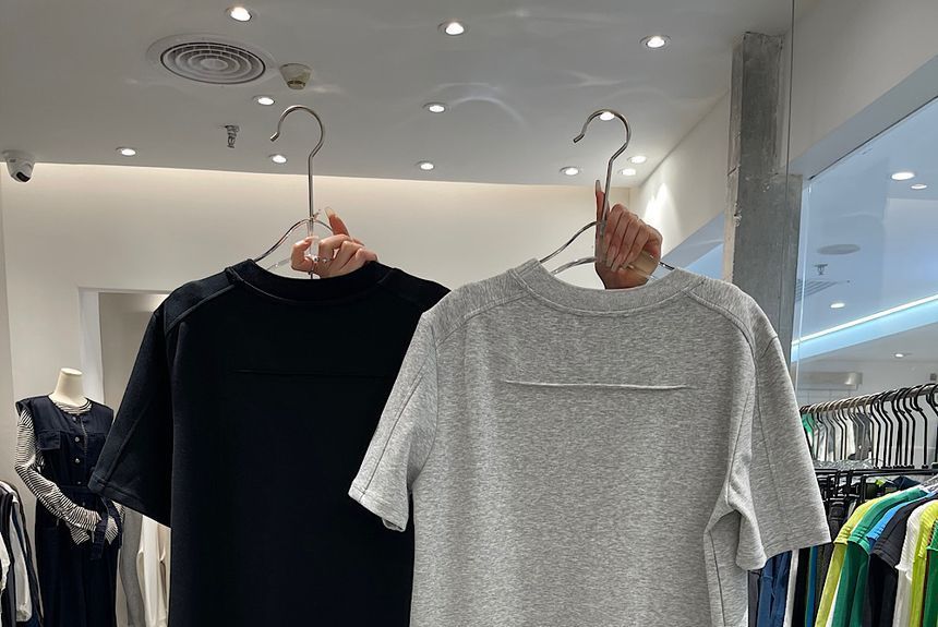 Short-Sleeve Crew Plain Neck Dress Midi T-Shirt