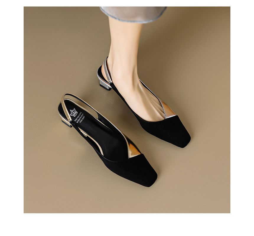 Slingback Square Toe Sandals Low-Heel