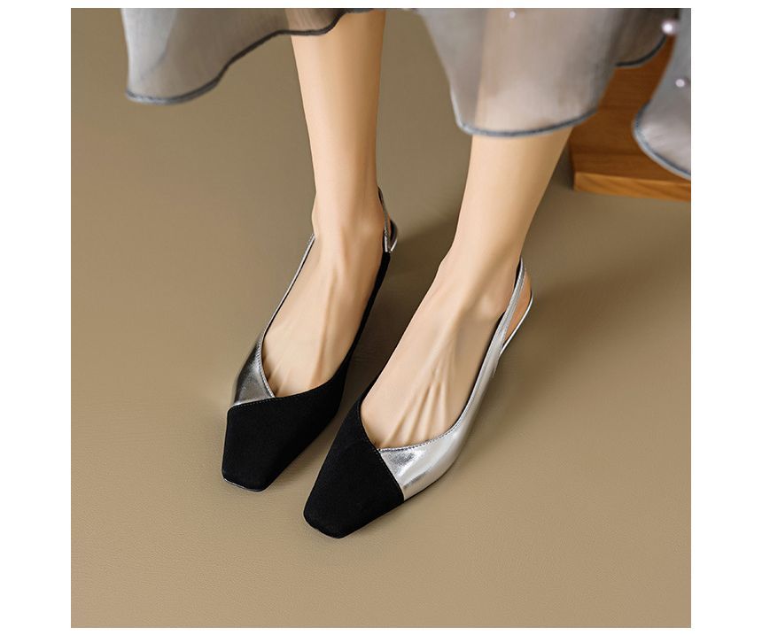 Slingback Square Toe Sandals Low-Heel