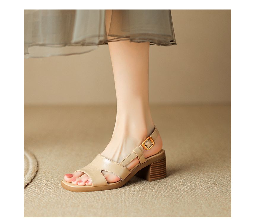 Block-Heel Toe Sandals Square Slingback