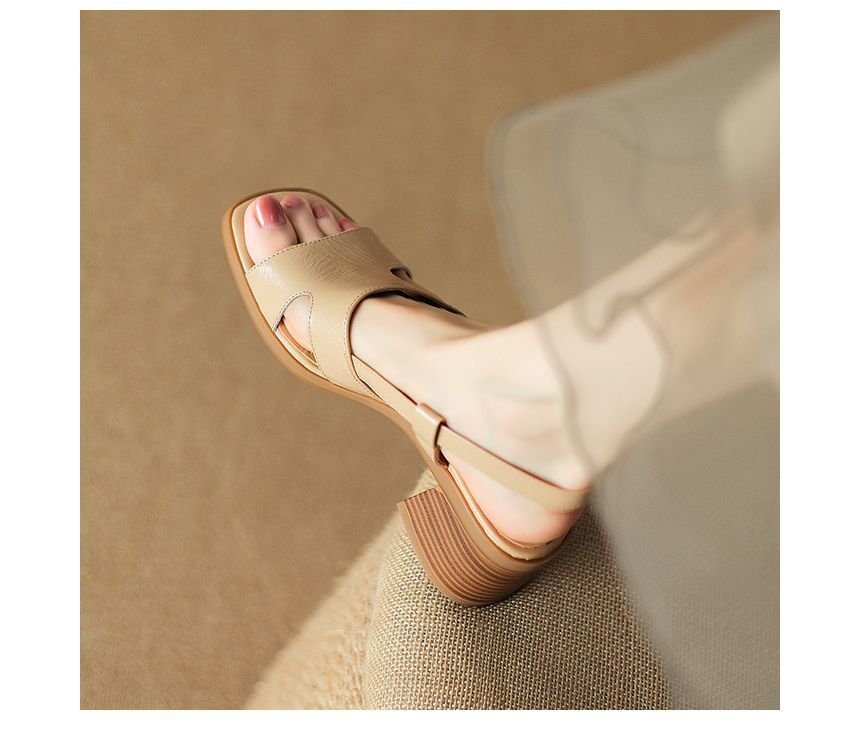 Block-Heel Toe Sandals Square Slingback