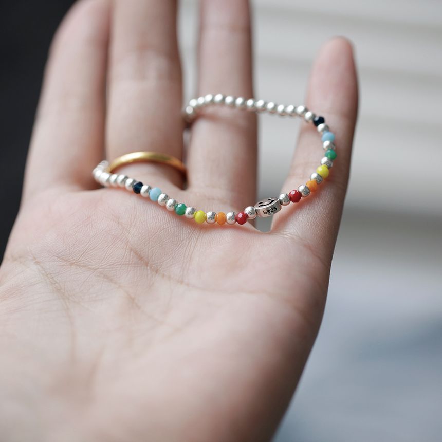 Bracelet Silver Face Rainbow Sterling Smiley