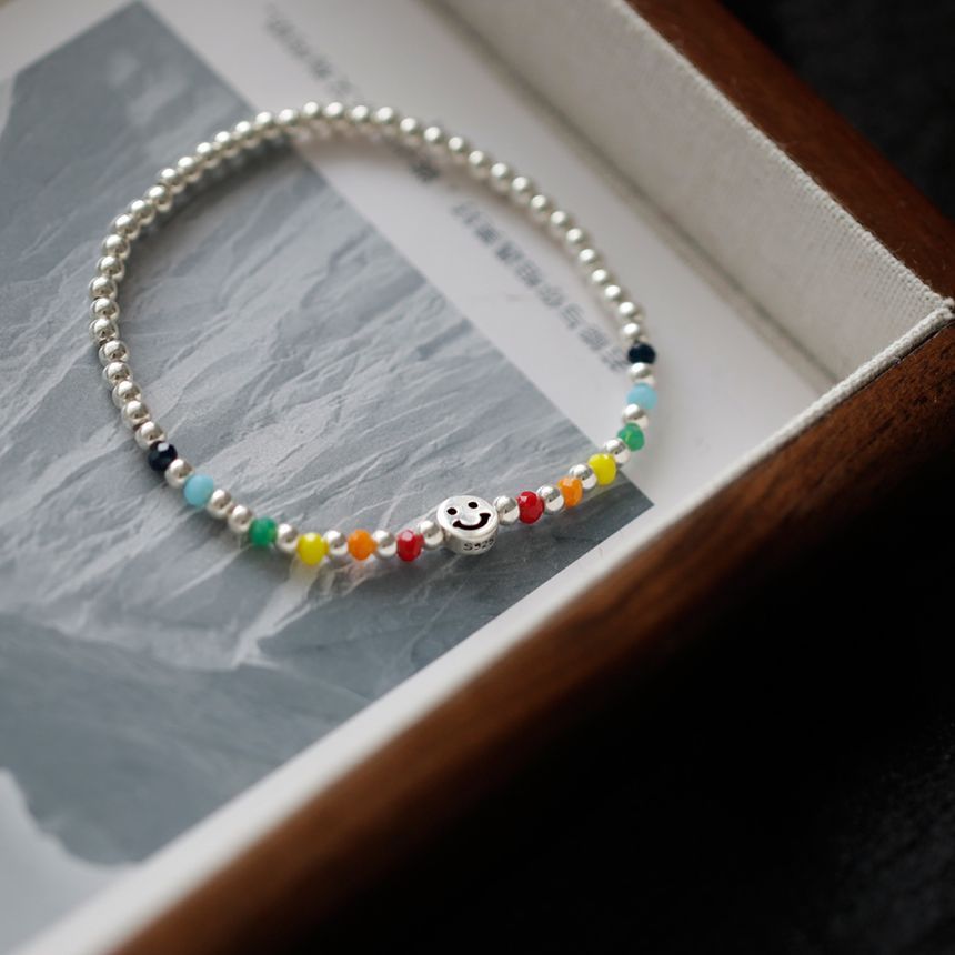 Bracelet Silver Face Rainbow Sterling Smiley