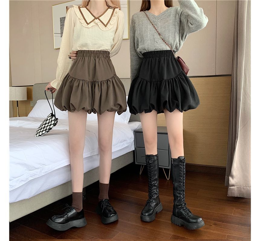 Skirt High-Waist Plain Bubble