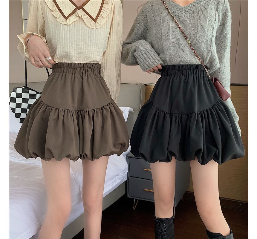 Skirt High-Waist Plain Bubble