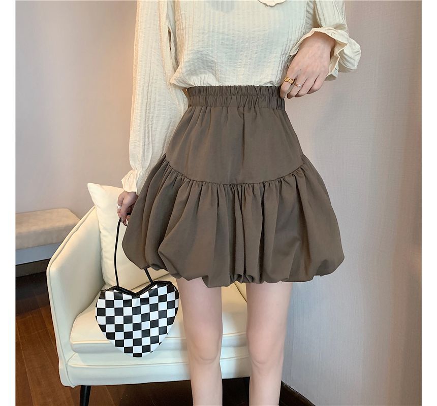 Skirt High-Waist Plain Bubble