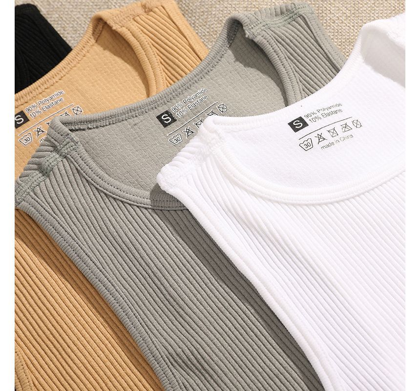 Crew Top Neck Plain Tank Crop