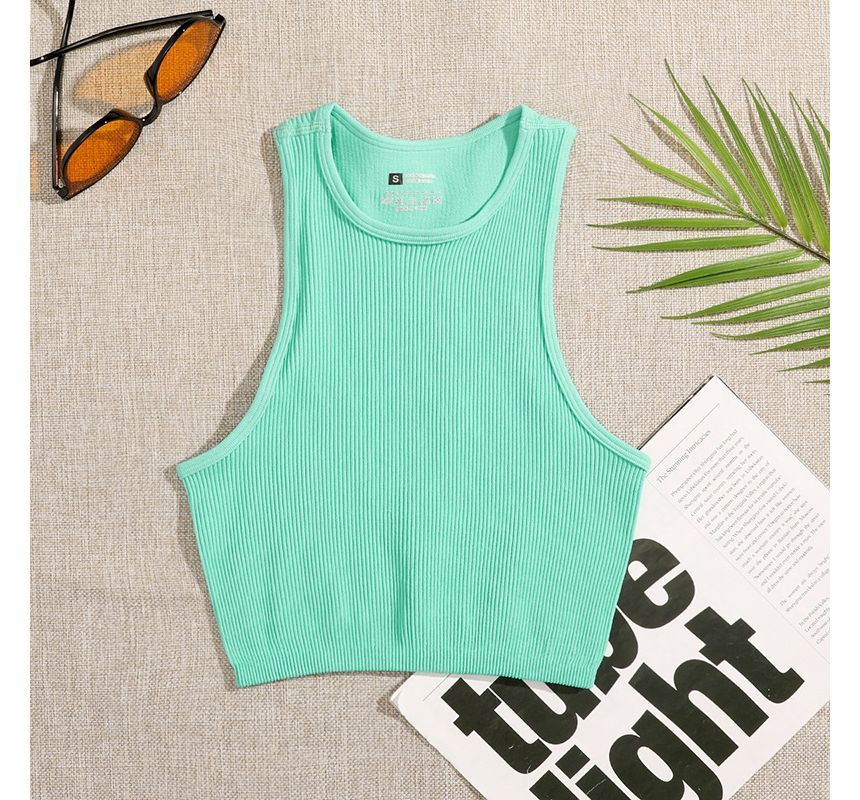 Crew Top Neck Plain Tank Crop