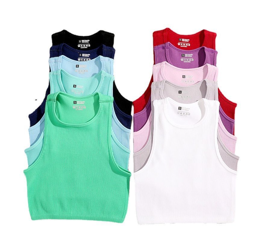Crew Top Neck Plain Tank Crop