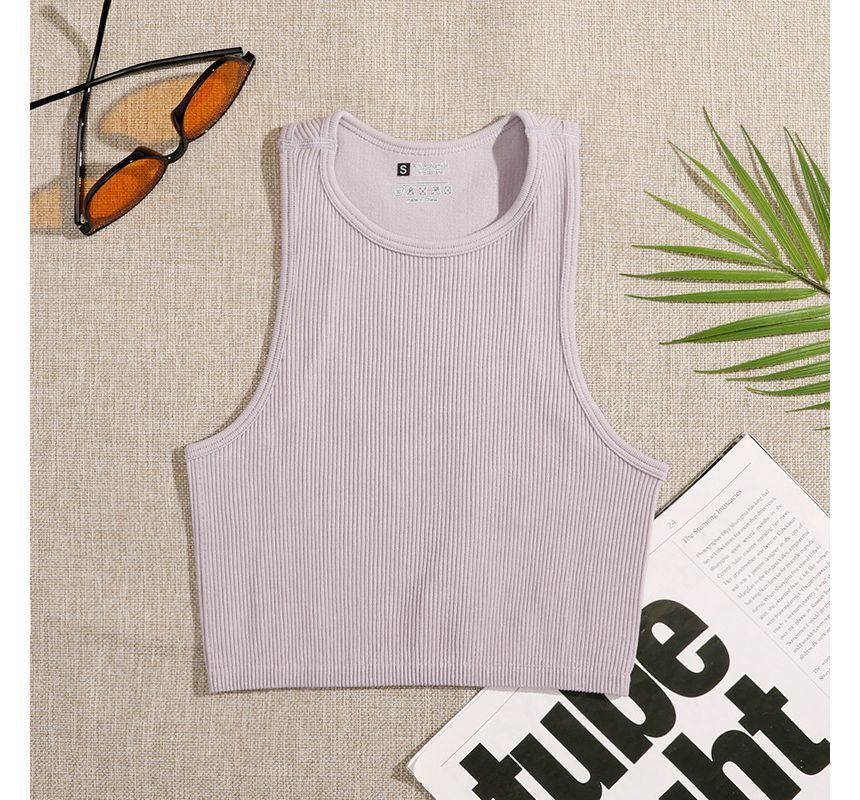 Crew Top Neck Plain Tank Crop