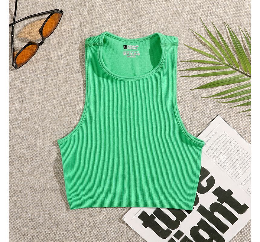 Crew Top Neck Plain Tank Crop