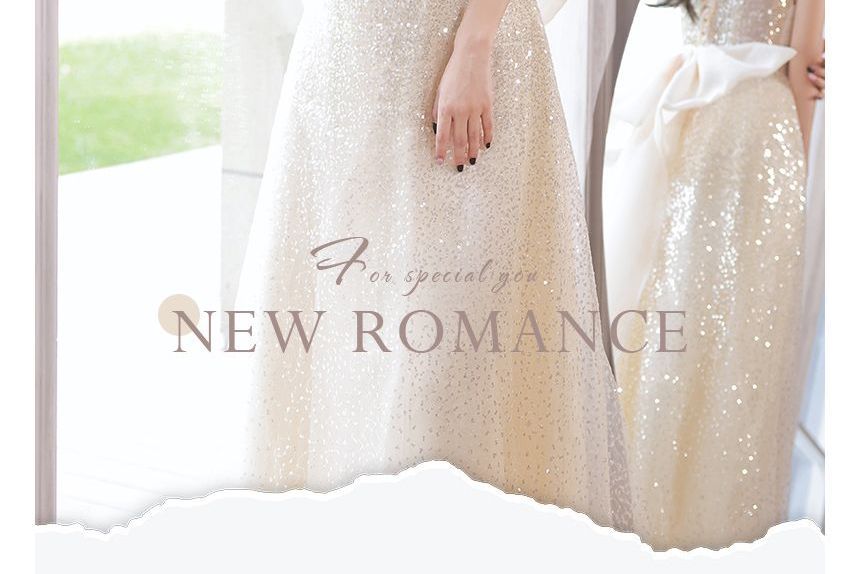 Glitter Evening Shoulder Gown A-Line Off