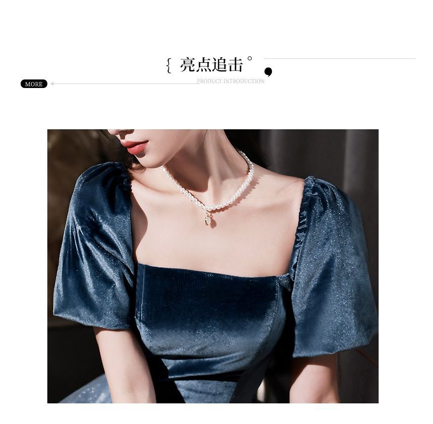 Evening A-Line Gown Glitter Neck Scoop