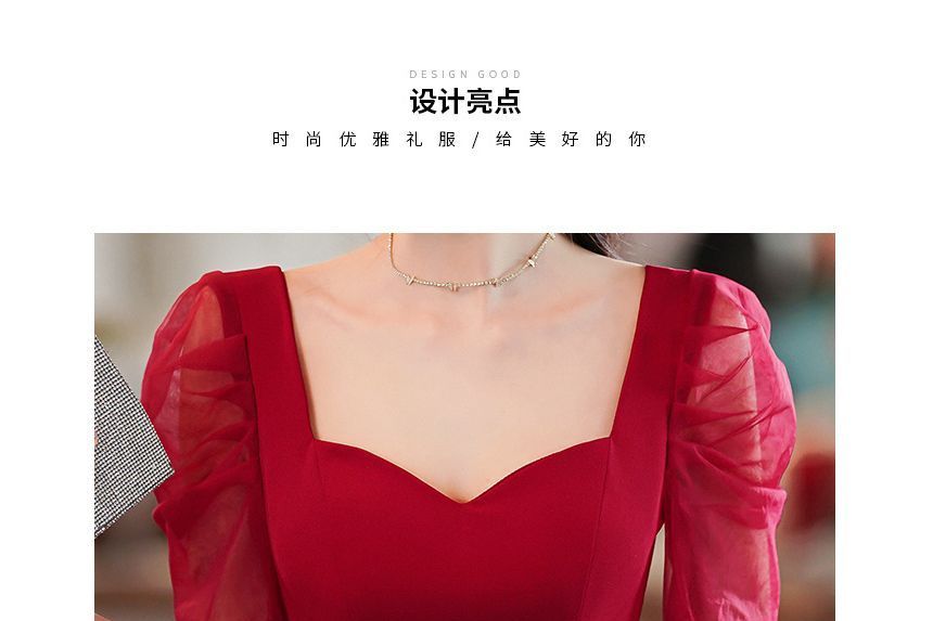 Neckline A-Line / Dress Sweetheart Gown Mesh Short-Sleeve Evening