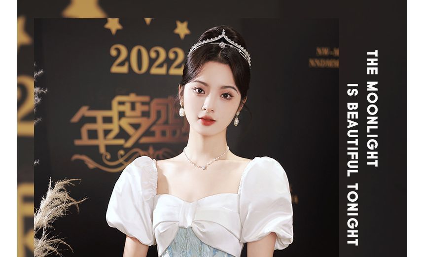 Evening Square Waist Neck Short-Sleeve Gown Corset