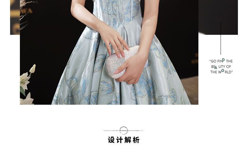 Evening Square Waist Neck Short-Sleeve Gown Corset