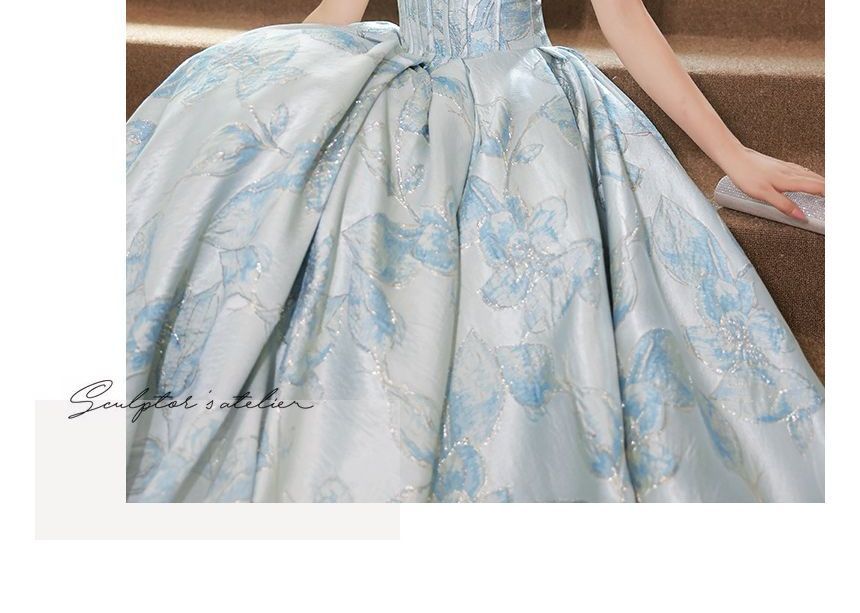 Evening Square Waist Neck Short-Sleeve Gown Corset