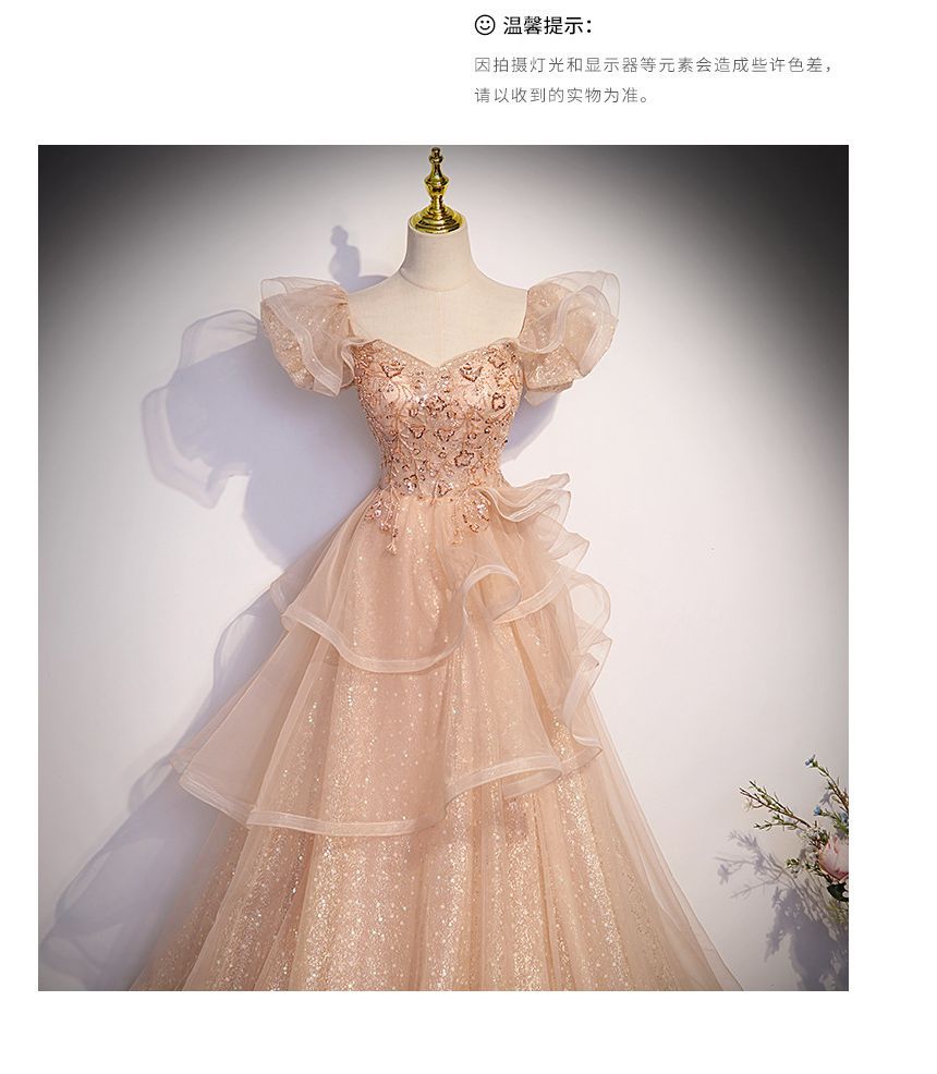 Gown Mesh Evening Sweetheart A-Line Neckline Cap-Sleeve