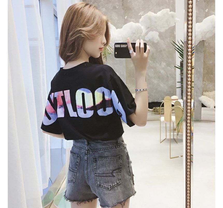 T-Shirt Short-Sleeve Neck Lettering Crew