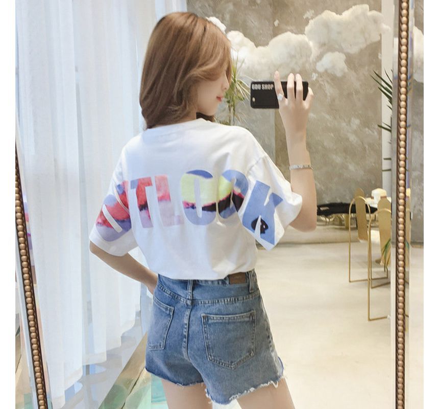 T-Shirt Short-Sleeve Neck Lettering Crew