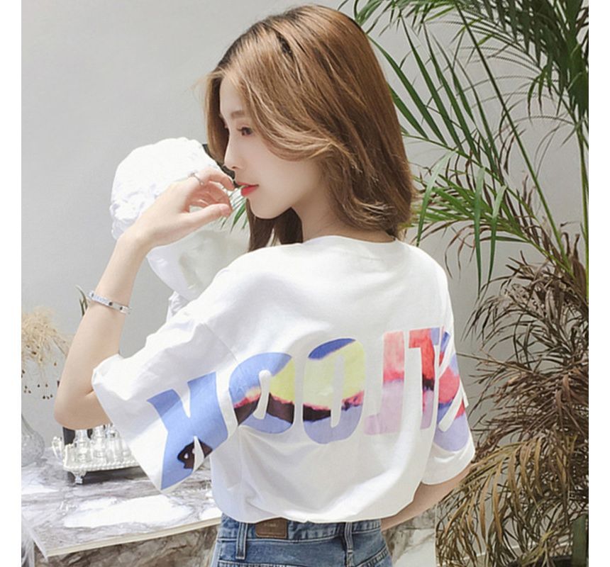 T-Shirt Short-Sleeve Neck Lettering Crew