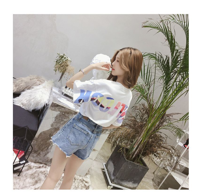 T-Shirt Short-Sleeve Neck Lettering Crew