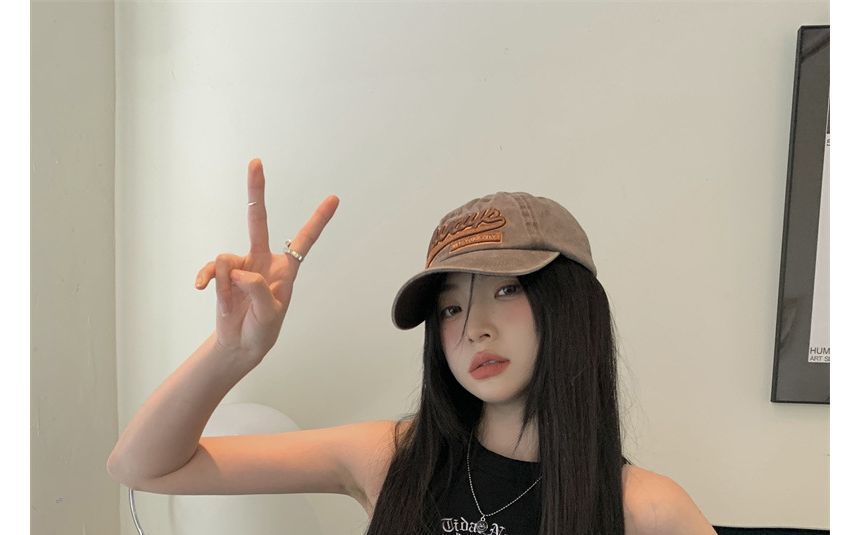 Neck Letter Tank Embroidered Crew Crop Top