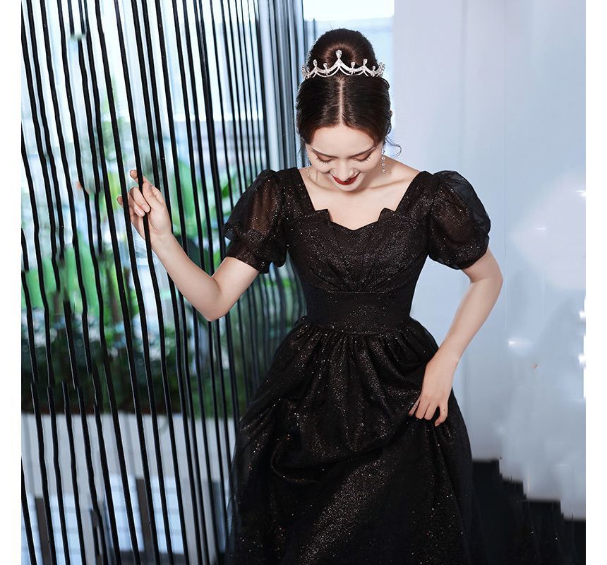 Gown / Evening Cocktail Dress Plain Midi A-Line Mesh