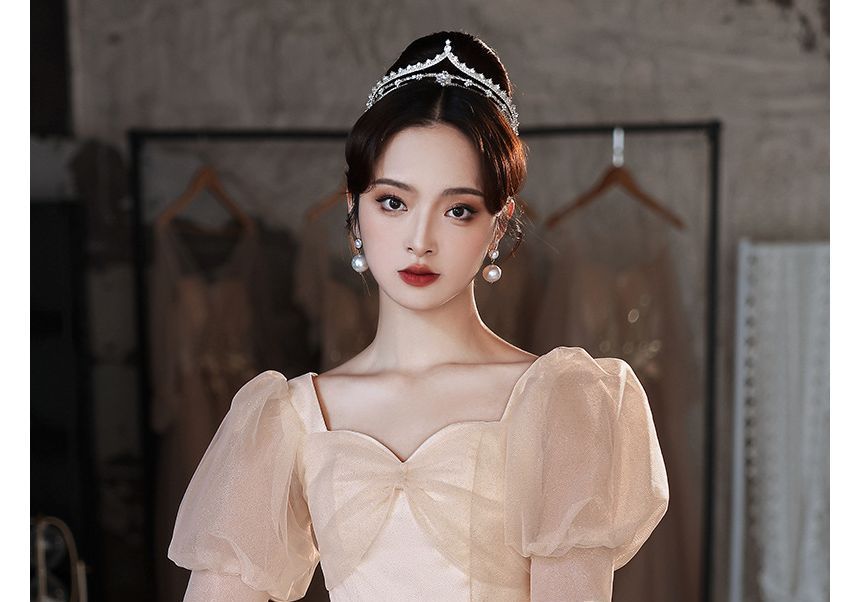 Gown / Evening Cocktail Dress Plain Midi A-Line Mesh