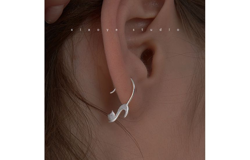 Silver Cat Earring Sterling